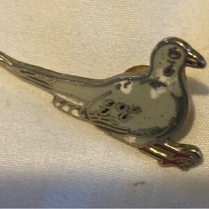 Elegant Bird Pin - Gray and Gold